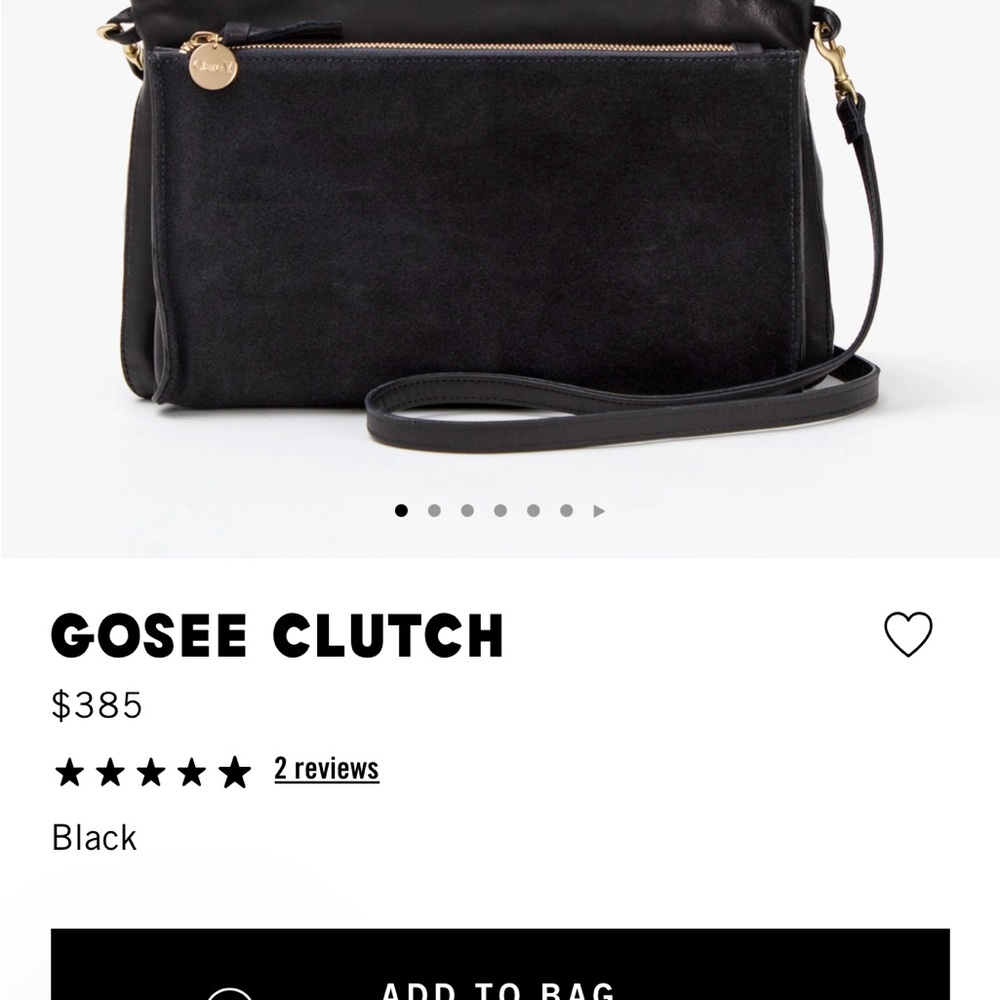 Clare V Black Leather and Suede  gosee clutch Crossbody Bag